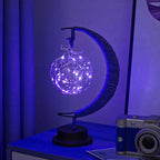Decorative Glass Apple LED Table Lamp with Moon-Shaped Rope-Wrapped Stand | Kelmera