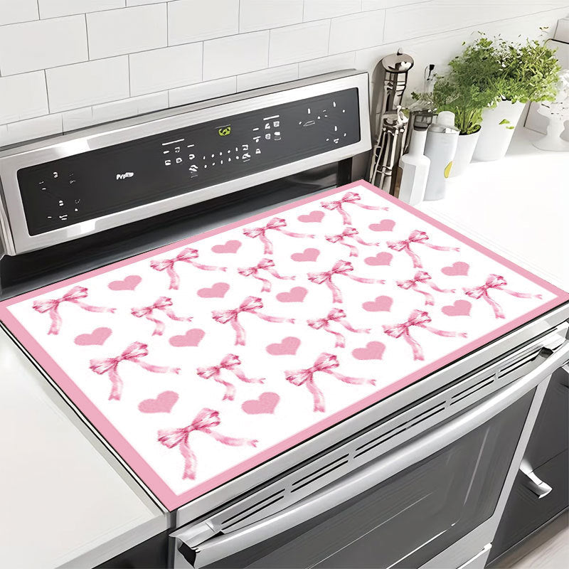 Decorative Heart and Bow-Themed Kitchen Mat | Kelmera