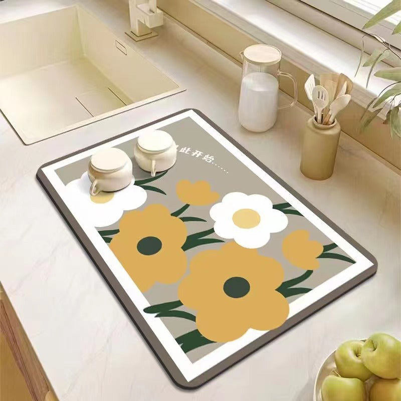 Decorative Kitchen Floor Mat Green Yellow Pink | Kelmera