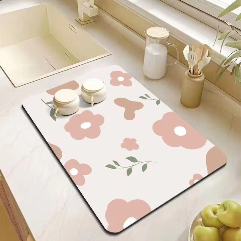 Decorative Kitchen Floor Mat Green Yellow Pink | Kelmera