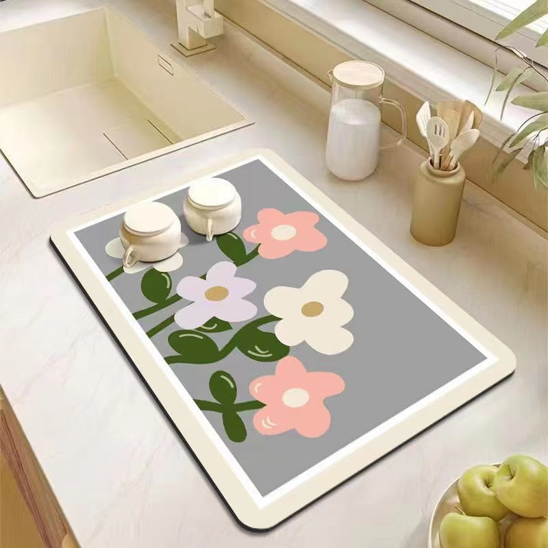 Decorative Kitchen Floor Mat Green Yellow Pink | Kelmera