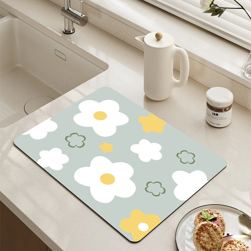 Decorative Kitchen Floor Mat Green Yellow Pink | Kelmera