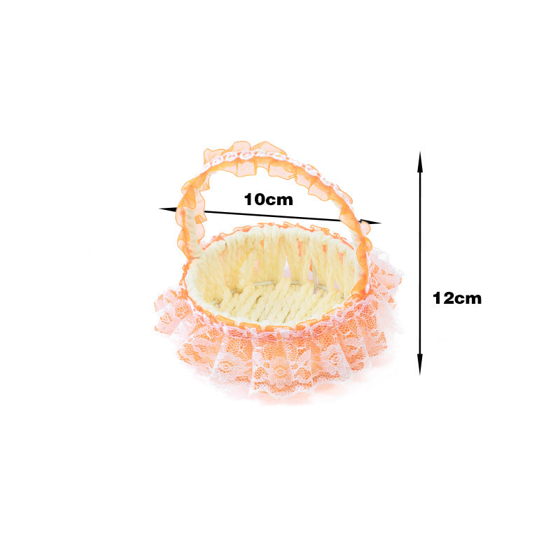 Decorative Lace Trim Woven Basket | Kelmera