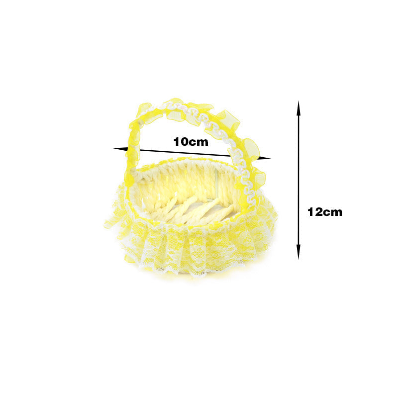 Decorative Lace Trim Woven Basket | Kelmera