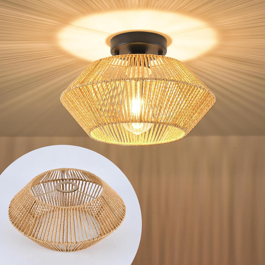 Decorative Lampshade Woven Natural Fiber | Kelmera