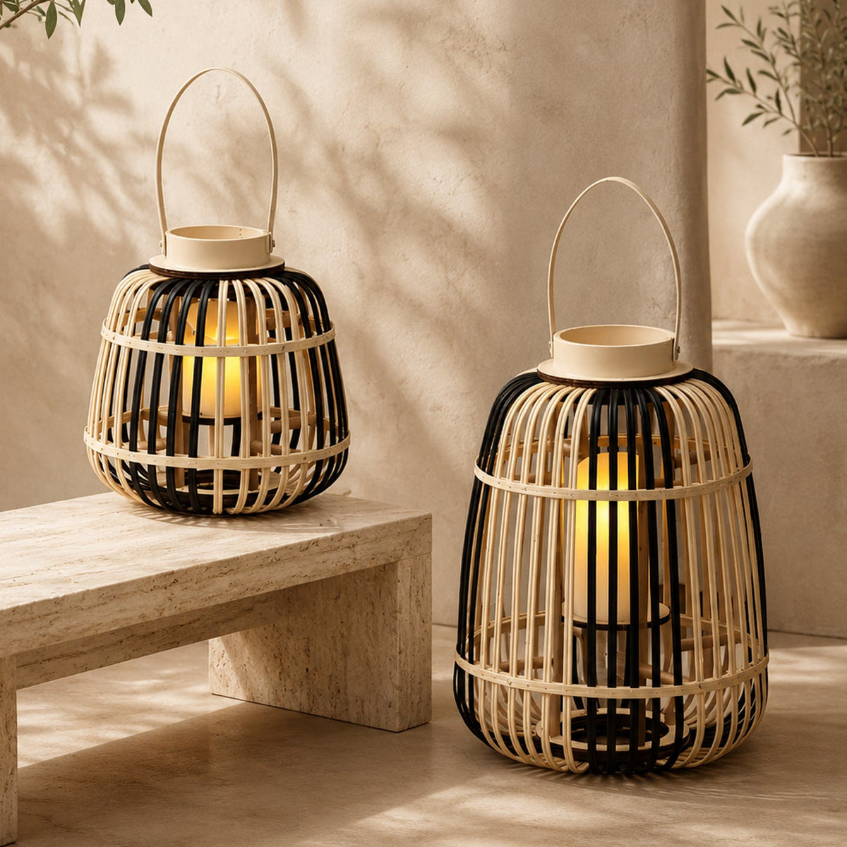 Decorative Lantern Bamboo LED Illuminated | Kelmera