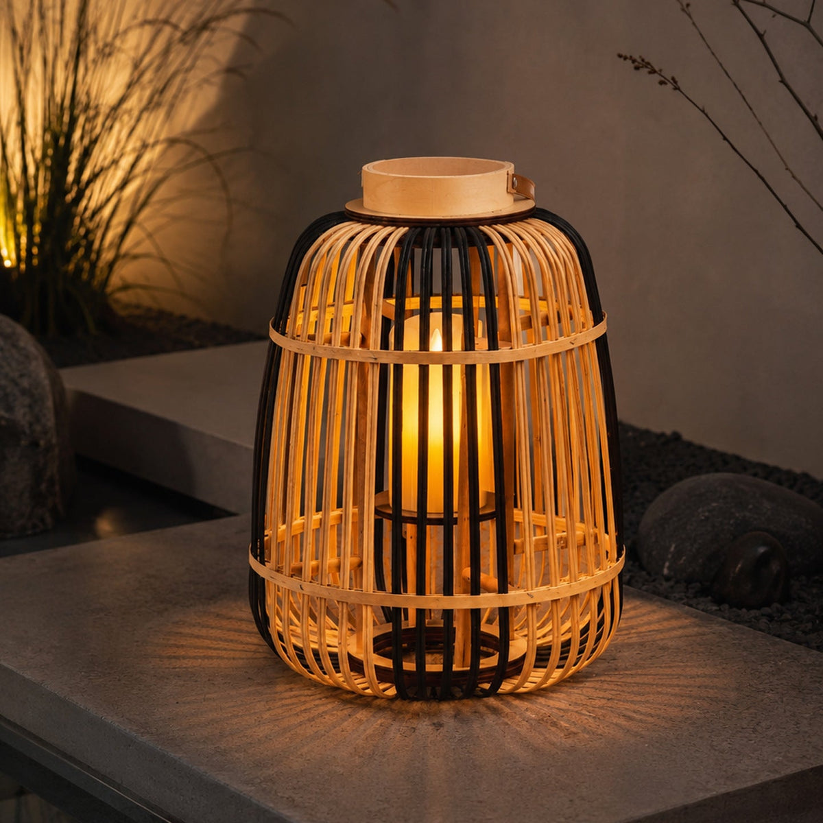 Decorative Lantern Bamboo LED Illuminated | Kelmera