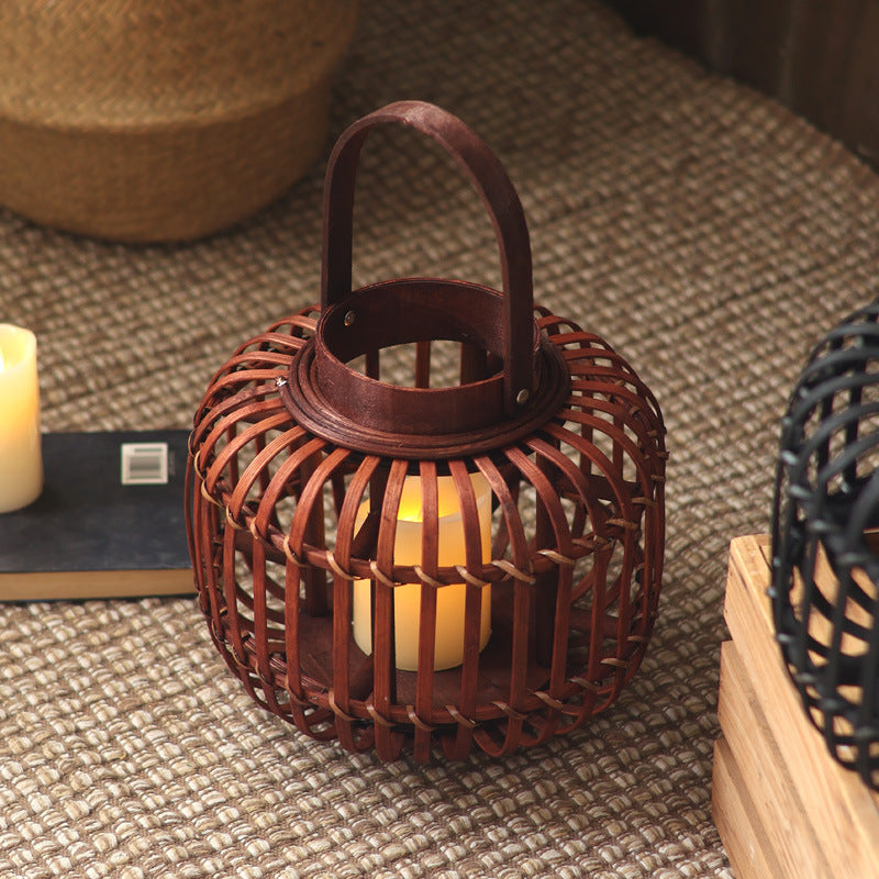 Decorative Lantern Woven Natural Fiber Metal | Kelmera