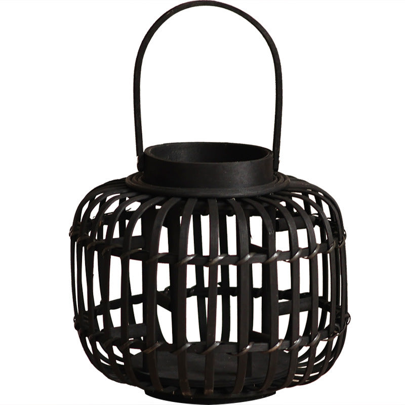 Decorative Lantern Woven Natural Fiber Metal | Kelmera