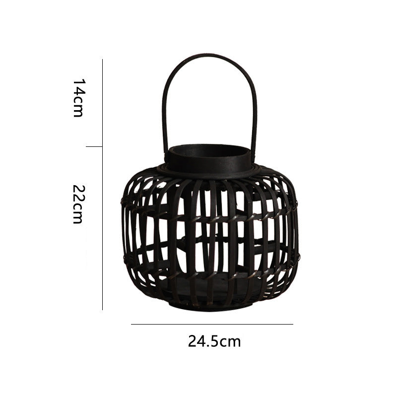 Decorative Lantern Woven Natural Fiber Metal | Kelmera