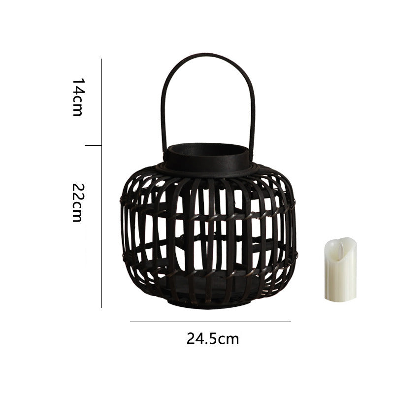 Decorative Lantern Woven Natural Fiber Metal | Kelmera
