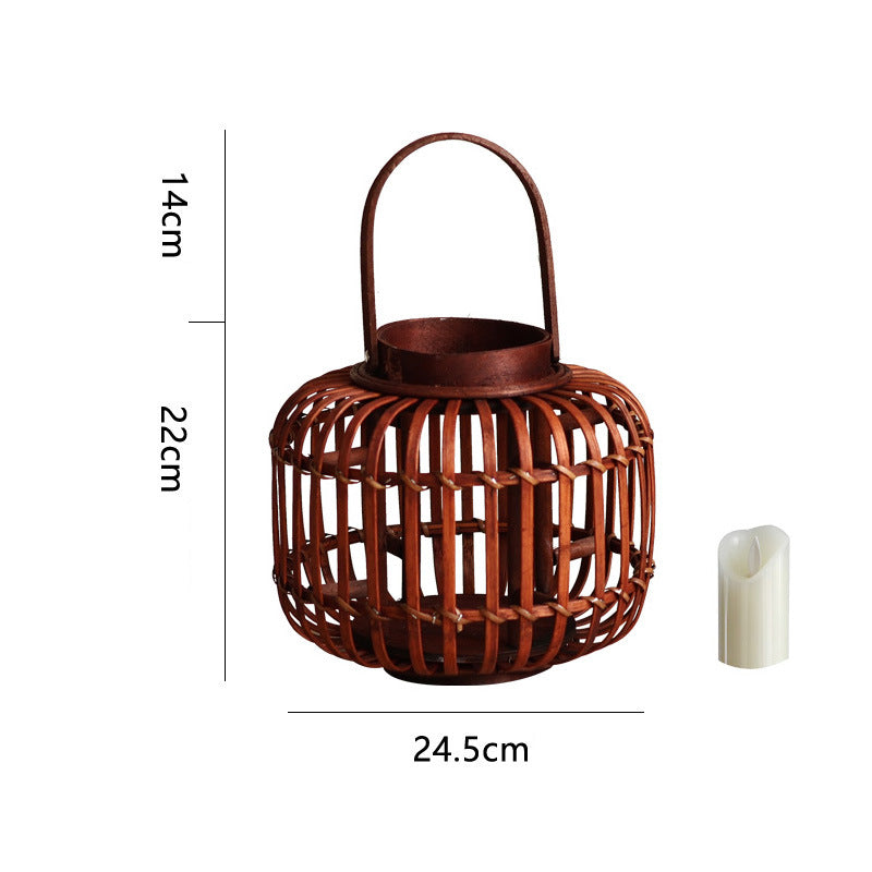 Decorative Lantern Woven Natural Fiber Metal | Kelmera