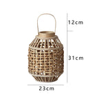 Decorative Lantern Woven Natural Fiber Wood | Kelmera