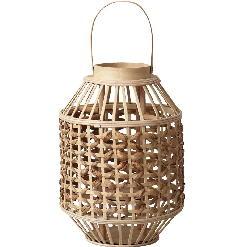 Decorative Lantern Woven Natural Fiber Wood | Kelmera