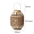 Decorative Lantern Woven Natural Fiber Wood | Kelmera