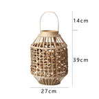 Decorative Lantern Woven Natural Fiber Wood | Kelmera