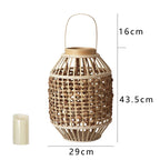 Decorative Lantern Woven Natural Fiber Wood | Kelmera