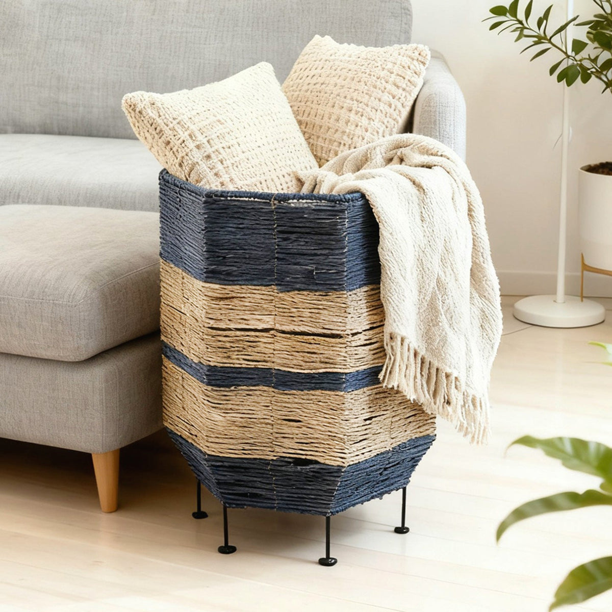 Decorative Laundry Basket with Metal Legs | Kelmera