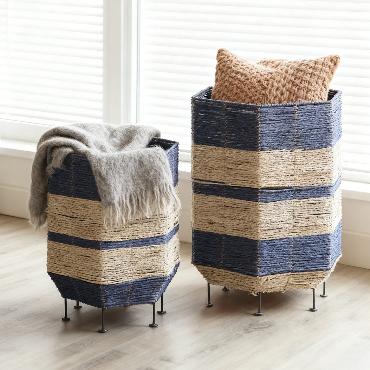 Decorative Laundry Basket with Metal Legs | Kelmera