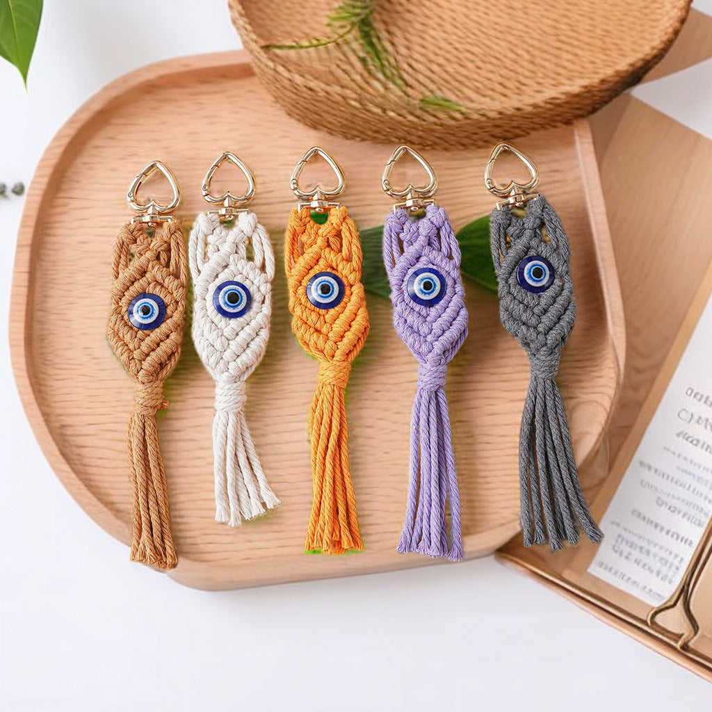 Decorative Macrame Keychain Holder Off White Gray | Kelmera