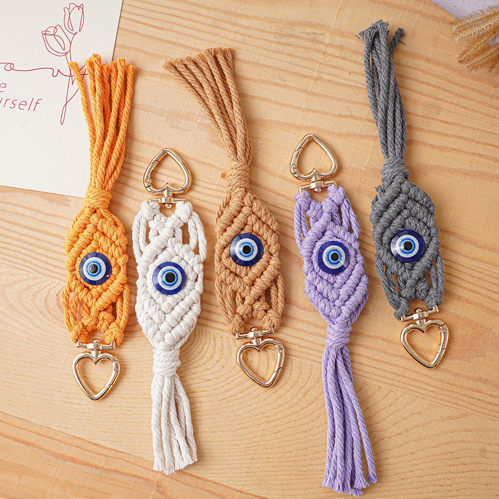 Decorative Macrame Keychain Holder Off White Gray | Kelmera