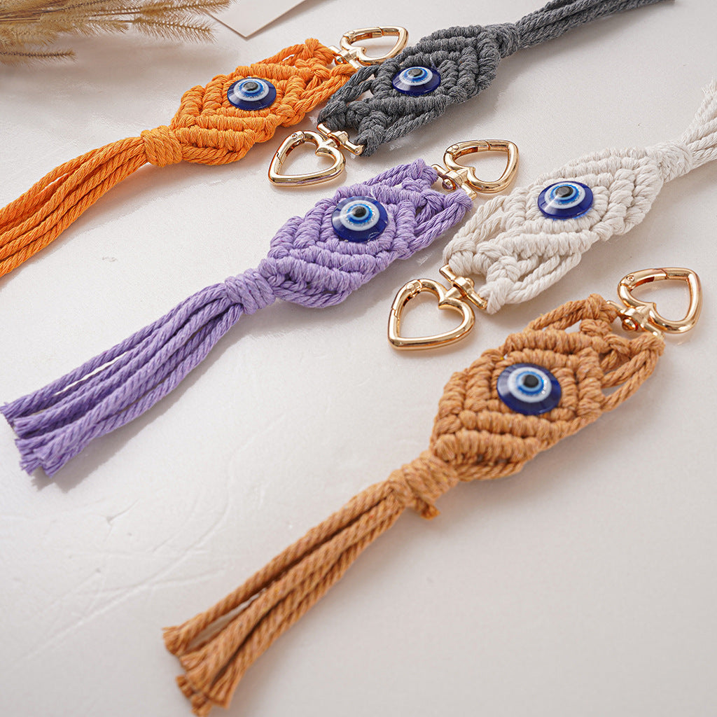 Decorative Macrame Keychain Holder Off White Gray | Kelmera