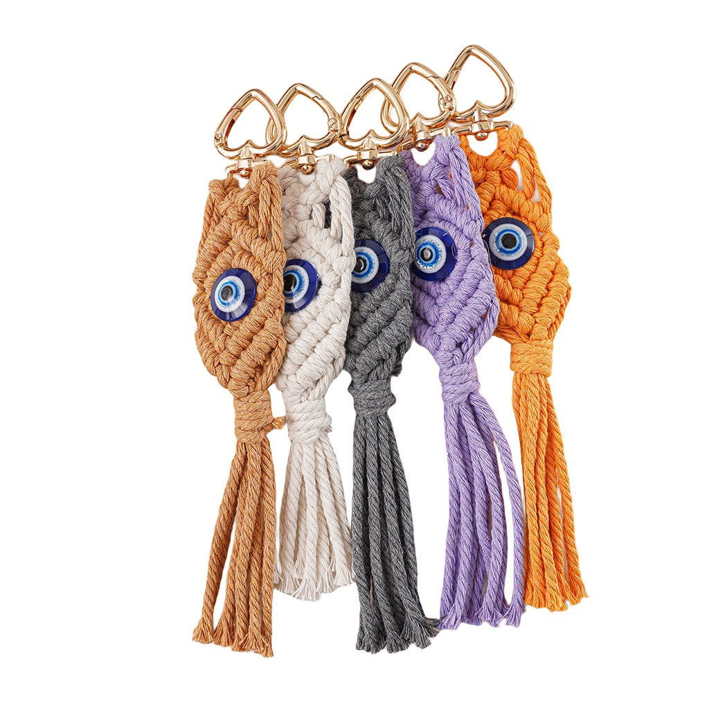 Decorative Macrame Keychain Holder Off White Gray | Kelmera