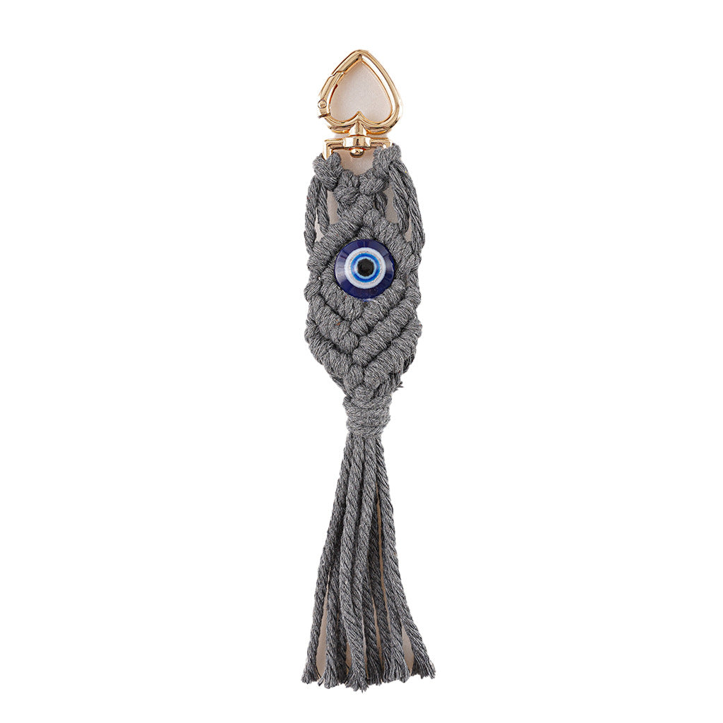 Decorative Macrame Keychain Holder Off White Gray | Kelmera