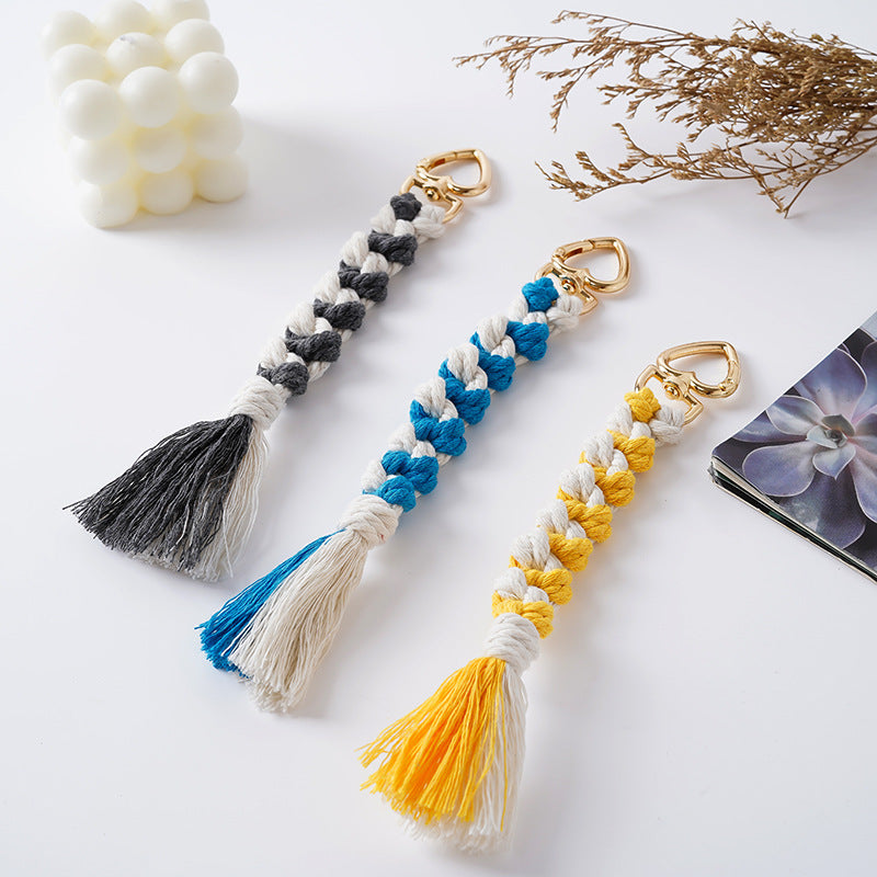Decorative Macrame Keychain Holder Pink Blue | Kelmera
