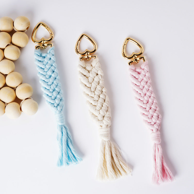 Decorative Macrame Keychain Holder Pink Blue | Kelmera