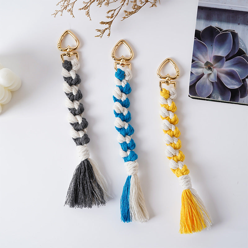 Decorative Macrame Keychain Holder Pink Blue | Kelmera