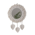 Decorative Macrame Round Wall Mirror Leaf 24 Inch | Kelmera