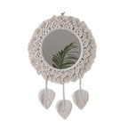 Decorative Macrame Round Wall Mirror Leaf 24 Inch | Kelmera