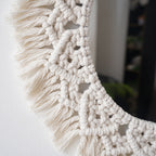 Decorative Macrame Round Wall Mirror Leaf 24 Inch | Kelmera