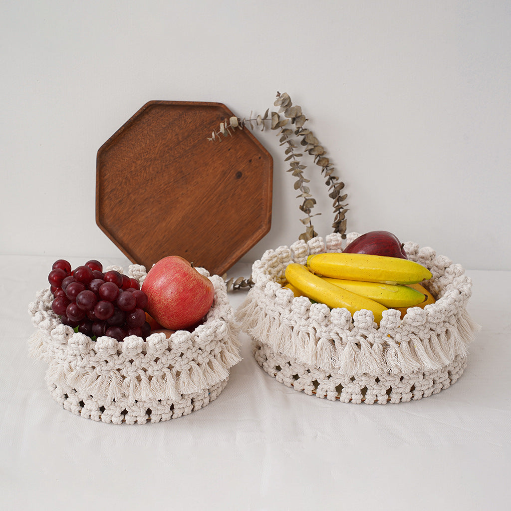 Decorative Macrame Storage Basket Off White | Kelmera