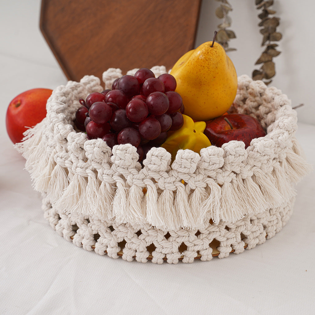 Decorative Macrame Storage Basket Off White | Kelmera
