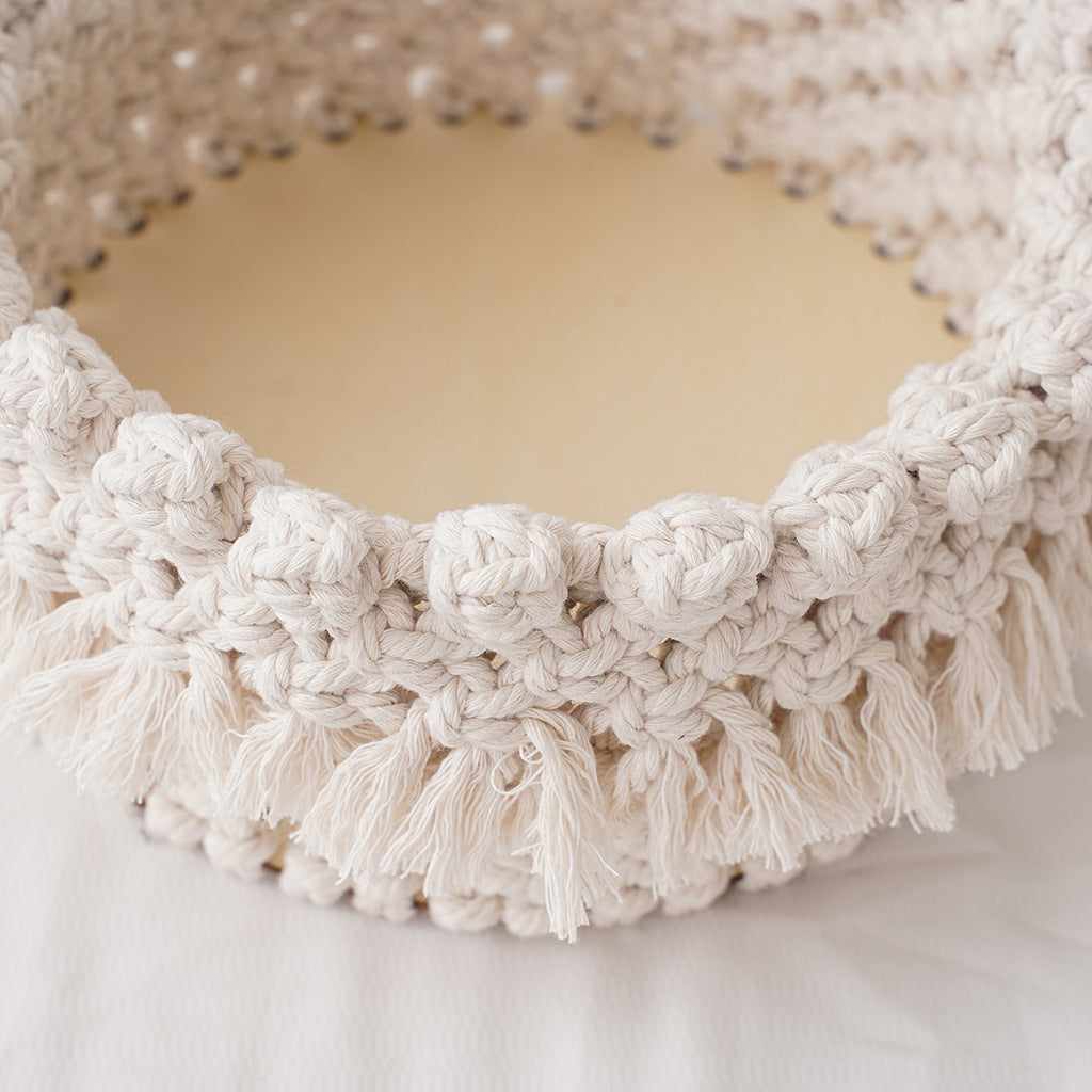 Decorative Macrame Storage Basket Off White | Kelmera