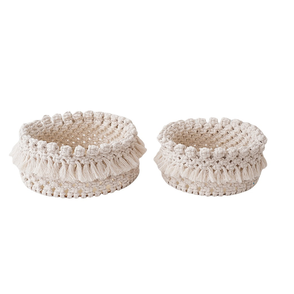 Decorative Macrame Storage Basket Off White | Kelmera