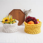 Decorative Macrame Storage Basket Off White Yellow | Kelmera