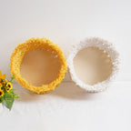 Decorative Macrame Storage Basket Off White Yellow | Kelmera