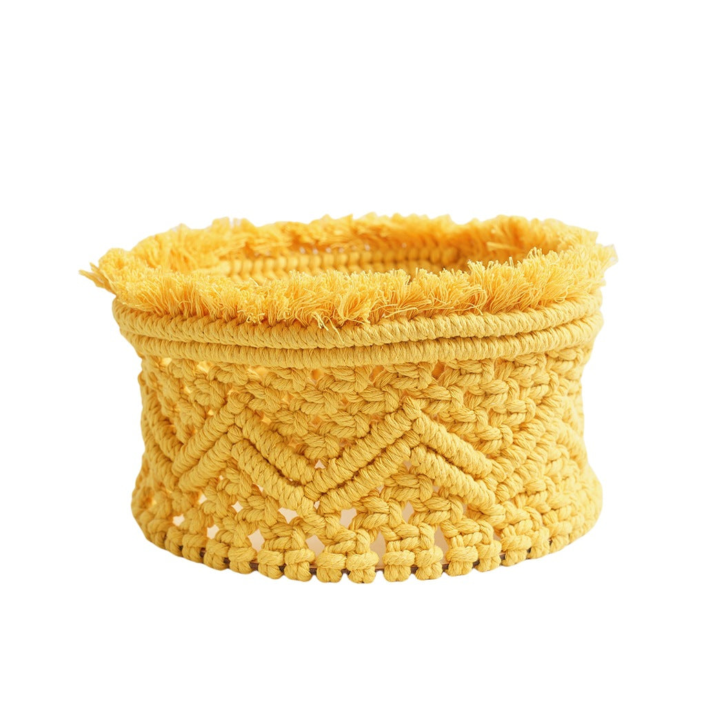Decorative Macrame Storage Basket Off White Yellow | Kelmera