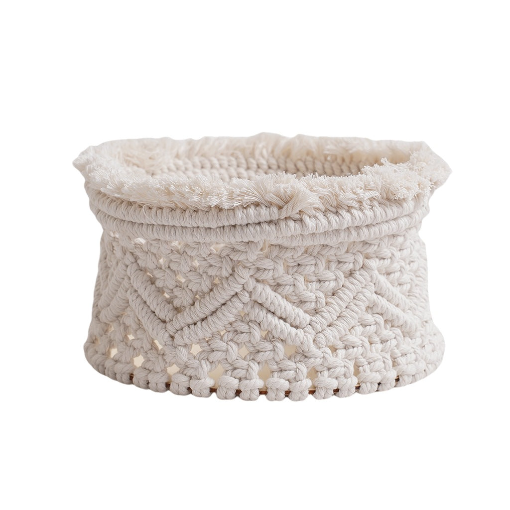 Decorative Macrame Storage Basket Off White Yellow | Kelmera