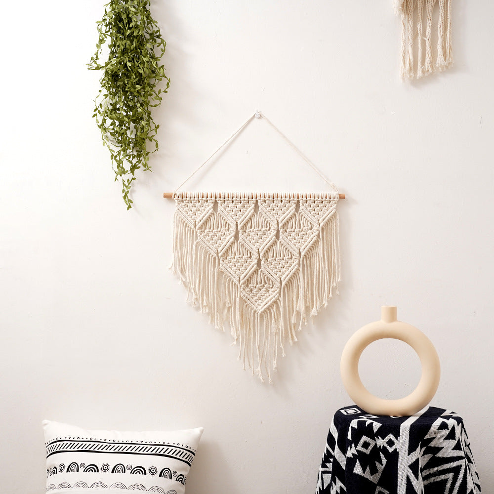 Decorative Macrame Wall Hanging Art A50 50Cm Off-White | Kelmera