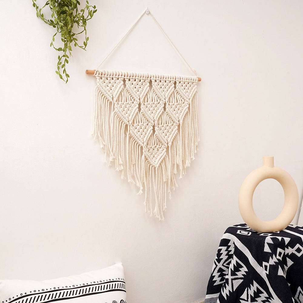 Decorative Macrame Wall Hanging Art A50 50Cm Off-White | Kelmera