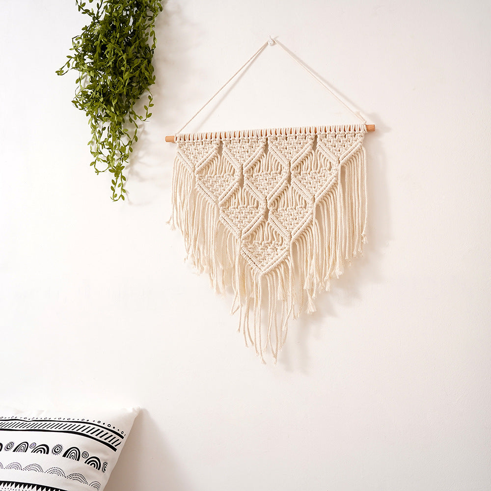Decorative Macrame Wall Hanging Art A50 50Cm Off-White | Kelmera