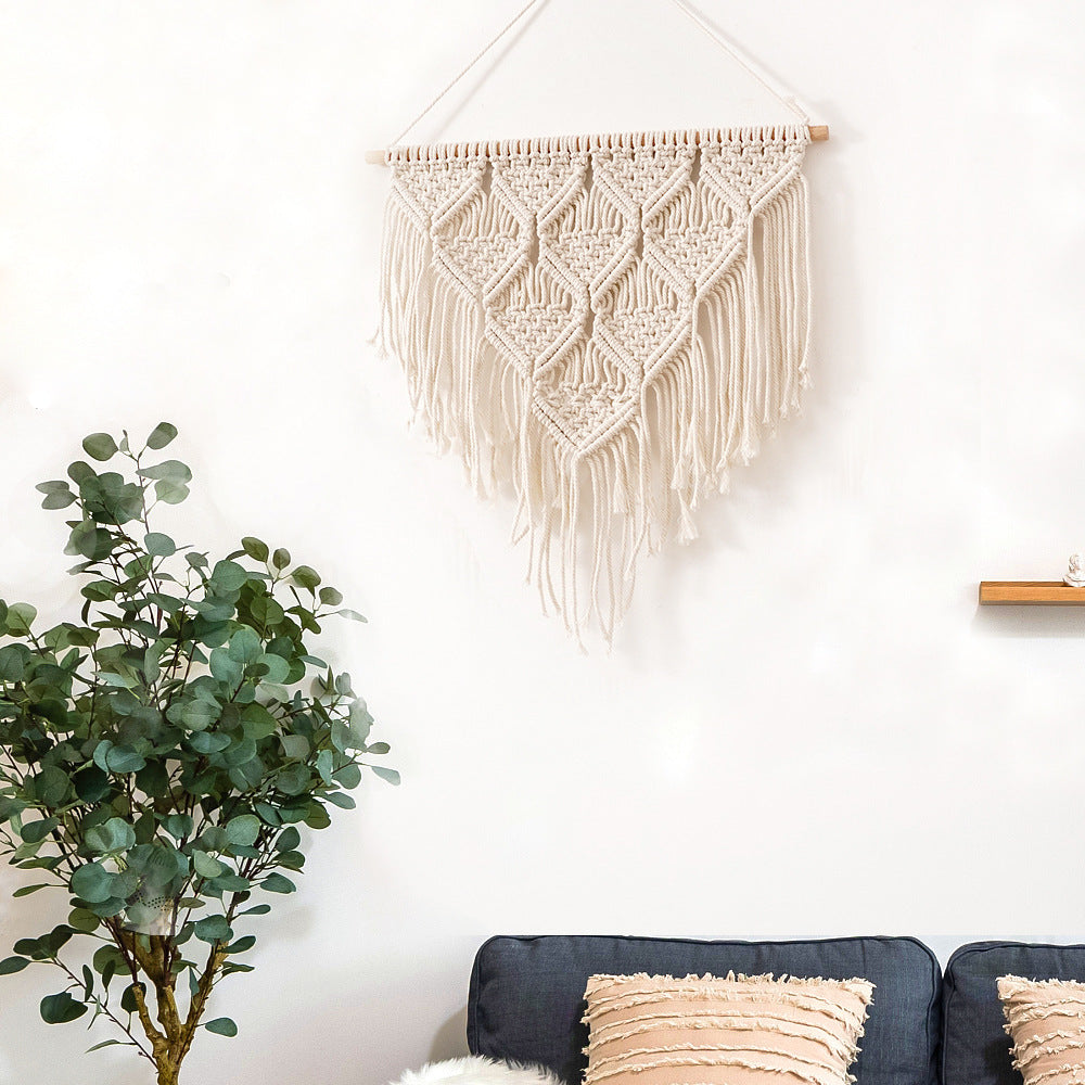 Decorative Macrame Wall Hanging Art A50 50Cm Off-White | Kelmera