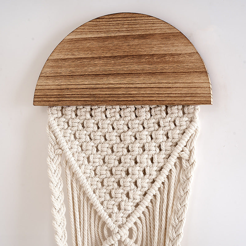 Decorative Macrame Wall Hanging with Wooden Accents | Kelmera