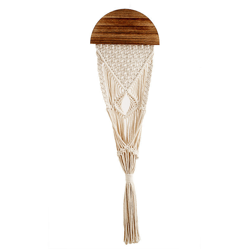 Decorative Macrame Wall Hanging with Wooden Accents | Kelmera
