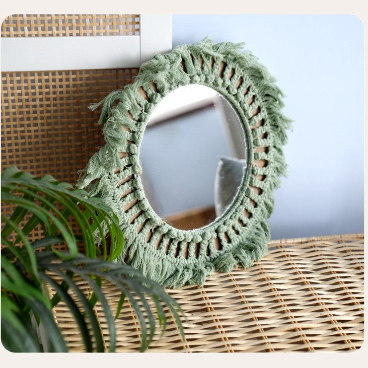 Decorative Macrame Wall Mirror Green | Kelmera