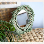 Decorative Macrame Wall Mirror Green | Kelmera